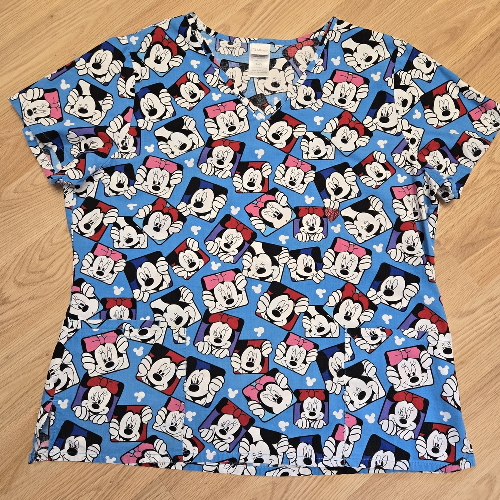 Mickey Mouse And Minnie Mouse Scrub Top